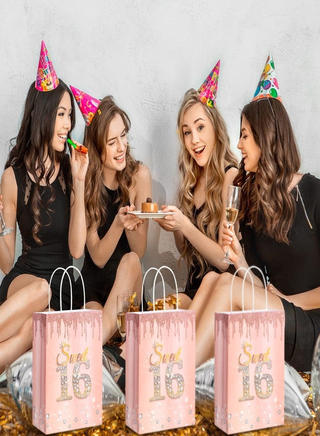 تيلينغ مجموعة تيلينج من 18 قطعة من هدايا حفلات عيد الميلاد السادس عشر، أكياس هدايا حلوى مع مقابض، زينة لحفلات عيد الميلاد السادس عشر (ذهبي وردي) - Image 4